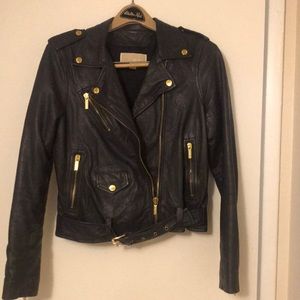 Michael Kors biker leather jacket. Dark blue. Size medium.